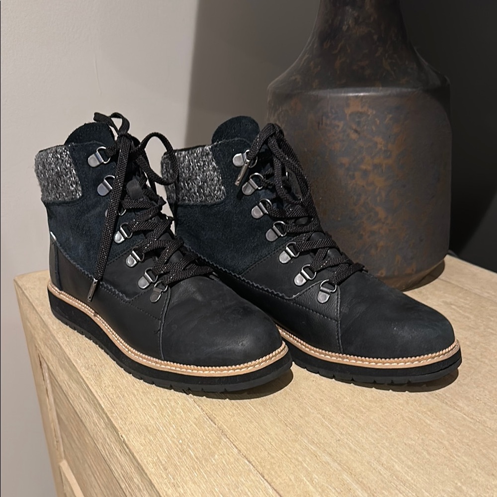 TOMS Black Boots with Knit Accent